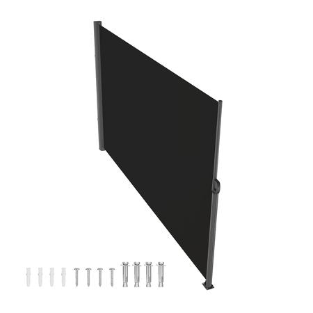 Retractable Side Awning, 71''x 118'' Aluminum Outdoor Privacy Screen, 280g Polyester Water-proof Retractable Patio Screen, UV 30+ Room Divider Wind Screen for Patio, Backyard, Balcony, Black