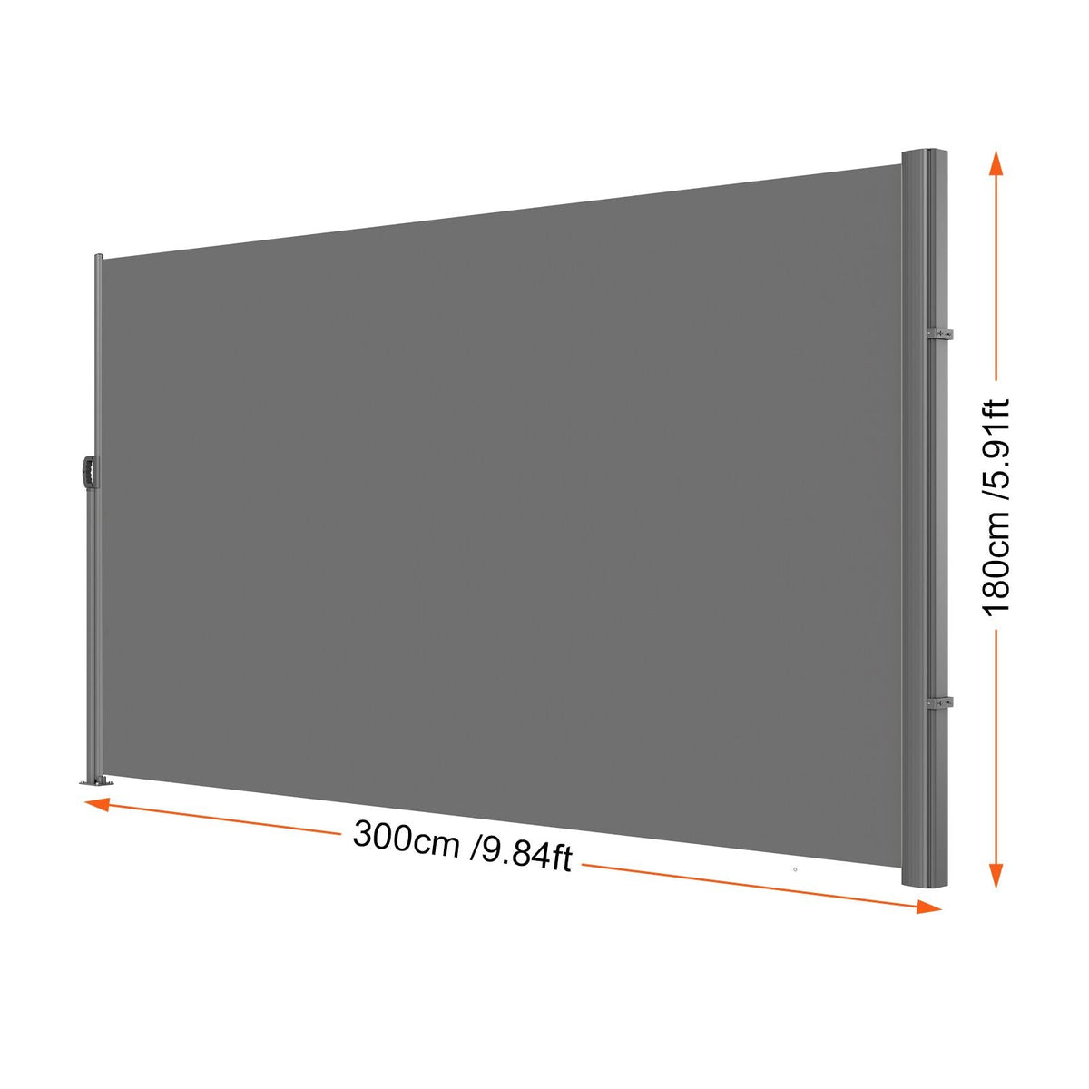 Retractable Side Awning, 71''x 118'' Aluminum Outdoor Privacy Screen, 280g Polyester Water-proof Retractable Patio Screen, UV 30+ Room Divider Wind Screen for Patio, Backyard, Balcony, Gray