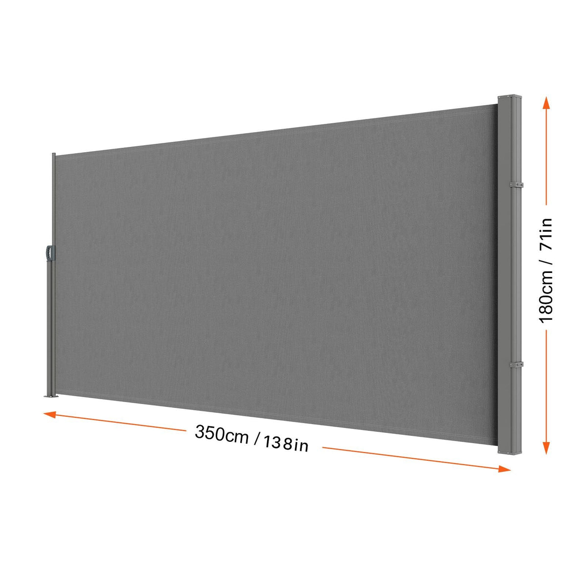 Retractable Side Awning, 71''x 138'' Outdoor Privacy Screen, 180g Polyester Water-proof Retractable Patio Screen, UV 30+ Room Divider Wind Screen for Patio, Backyard, Balcony, Gray