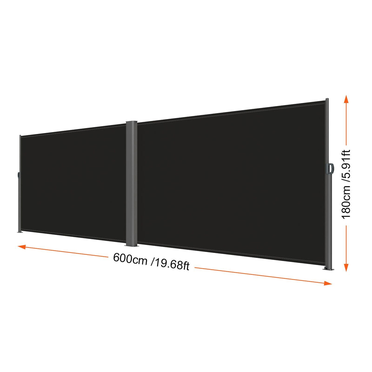 Retractable Side Awning, 71''x 236'' Aluminum Outdoor Privacy Screen, 280g Polyester Water-proof Retractable Patio Screen, UV 30+ Room Divider Wind Screen for Patio, Backyard, Balcony, Black