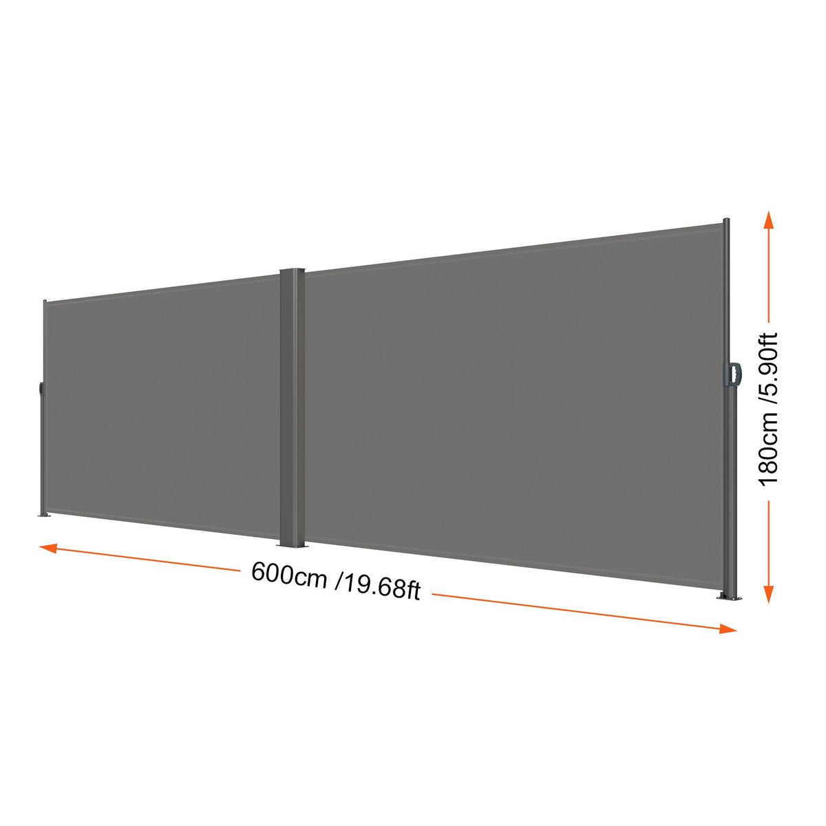 Retractable Side Awning, 71''x 236'' Aluminum Outdoor Privacy Screen, 280g Polyester Water-proof Retractable Patio Screen, UV 30+ Room Divider Wind Screen for Patio, Backyard, Balcony, Gray
