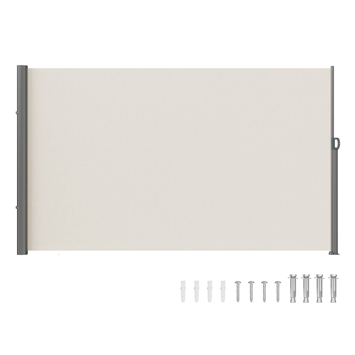 Retractable Side Awning, 79''x 118'' Outdoor Privacy Screen, 180g Polyester Water-proof Retractable Patio Screen, UV 30+ Room Divider Wind Screen for Patio, Backyard, Balcony, Beige