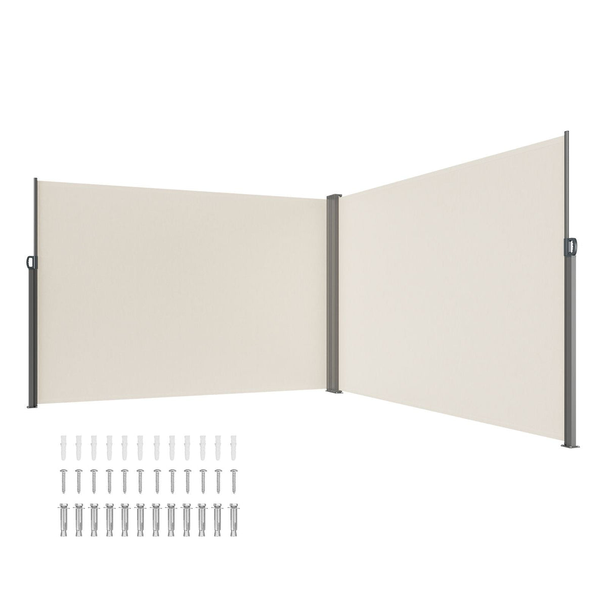 Retractable Side Awning, 79''x 236'' Outdoor Privacy Screen, 180g Polyester Water-proof Retractable Patio Screen, UV 30+ Room Divider Wind Screen for Patio, Backyard, Balcony, Beige