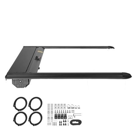 Retractable Tonneau Cover, 5.0 ft Retractable Tonneau Cover with Built-in Drainage Pipe for 2021-2024 Toyota Tacoma Crew Cab w/ Deck Rail System , Hard Tonneau Cover with Double-Lock & T-Slot