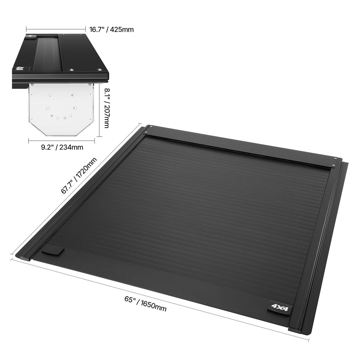 Retractable Tonneau Cover, 5.5 ft Hard Tonneau Cover with Built-in Drainage Pipe for 2022 - 2024 Toyota Tundra Crew Cab w/ Deck Rail System , Hard Tonneau Cover with Double-Lock & T-Slot