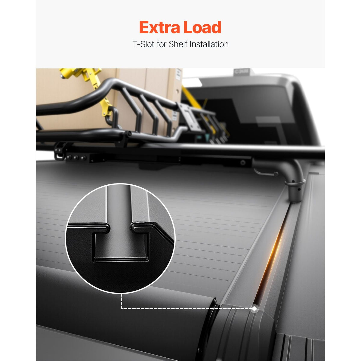 Retractable Tonneau Cover, 5.7 ft Hard Retractable Tonneau Cover with Built-in Drainage Pipe for 2021-2024 Dodge Ram 1500 Crew Cab , Customized Hard Tonneau Cover with Double-Lock & T-Slot