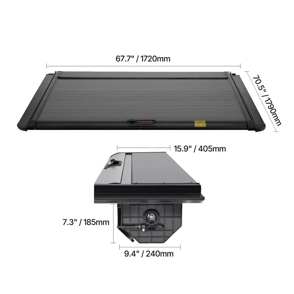 Retractable Tonneau Cover, 5.7 ft Hard Retractable Tonneau Cover with Built-in Drainage Pipe for 2021-2024 Dodge Ram 1500 Crew Cab , Customized Hard Tonneau Cover with Double-Lock & T-Slot