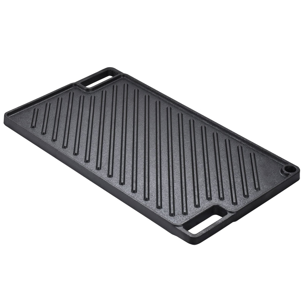 Reversible Grill/Griddle, 9.7"x16.7" Pre-Seasoned Cast Iron Griddle, Rectangular Double Burner Griddle Pan, Non-Stick Family Pan Cookware with Handles, Flat Top Plate for BBQ, Gas Grill, Black