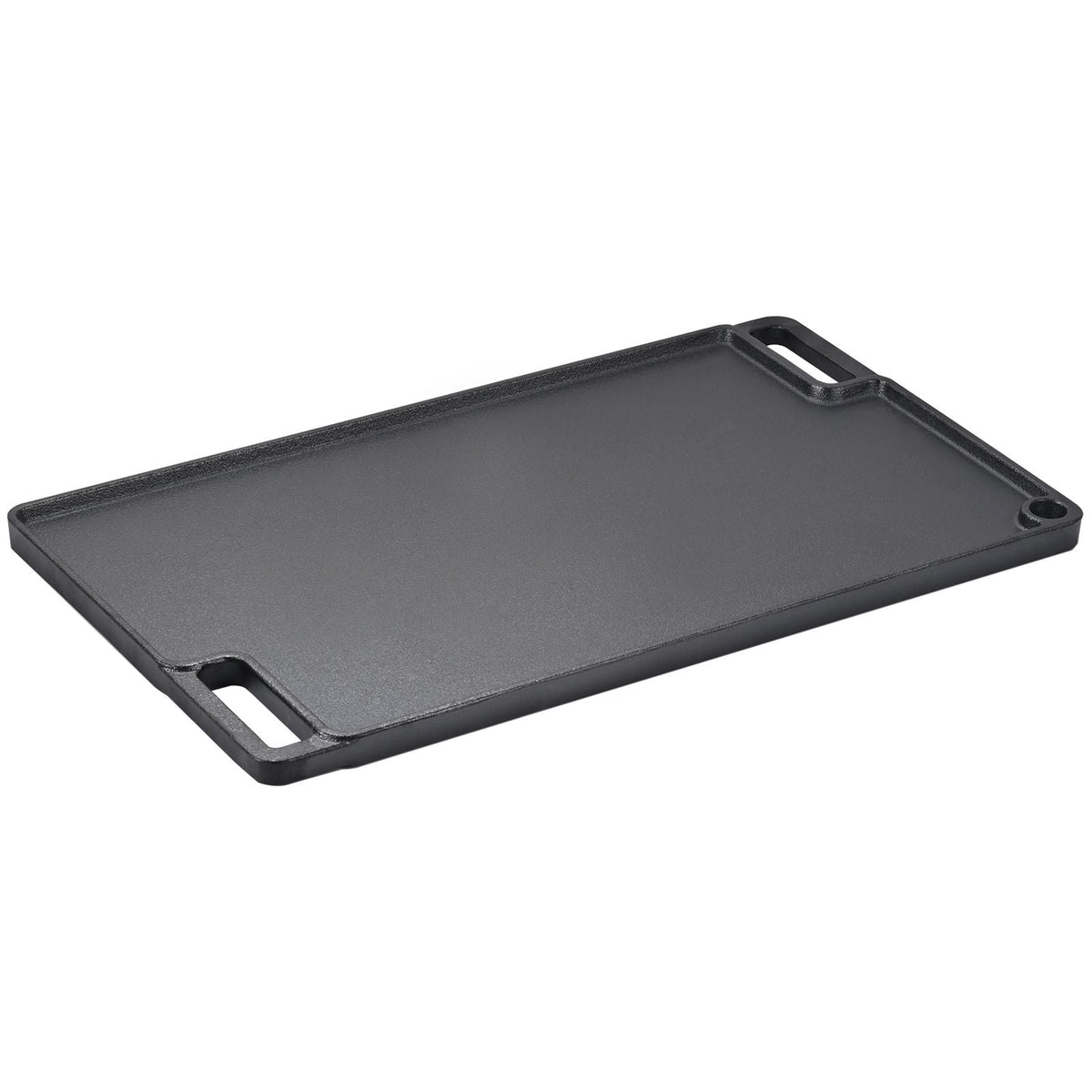 Reversible Grill/Griddle, 9.7"x16.7" Pre-Seasoned Cast Iron Griddle, Rectangular Double Burner Griddle Pan, Non-Stick Family Pan Cookware with Handles, Flat Top Plate for BBQ, Gas Grill, Black