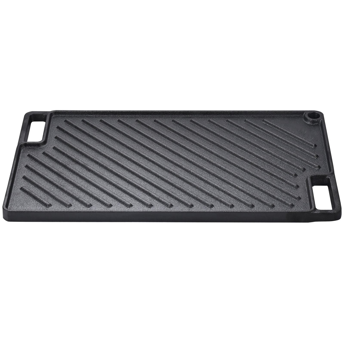 Reversible Grill/Griddle, 9.7"x16.7" Pre-Seasoned Cast Iron Griddle, Rectangular Double Burner Griddle Pan, Non-Stick Family Pan Cookware with Handles, Flat Top Plate for BBQ, Gas Grill, Black