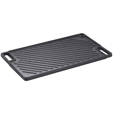Reversible Grill/Griddle, 9.7"x16.7" Pre-Seasoned Cast Iron Griddle, Rectangular Double Burner Griddle Pan, Non-Stick Family Pan Cookware with Handles, Flat Top Plate for BBQ, Gas Grill, Black