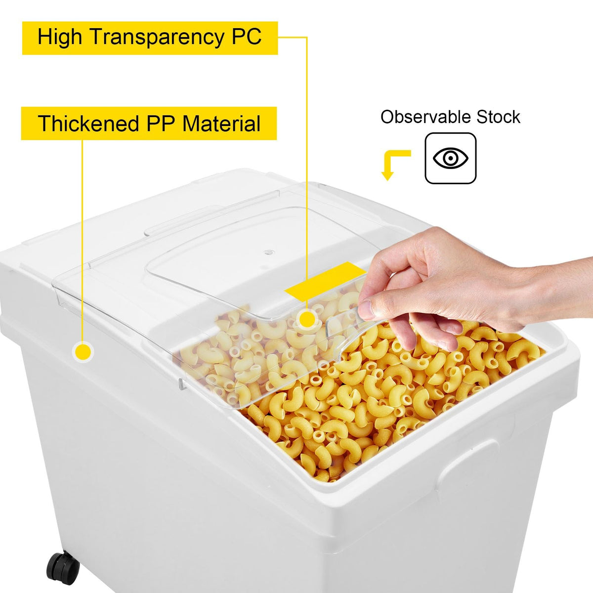Rice Storage Container, 10.5Gallon/40L x3 Capacity Large Dog Food Dispenser Bin, Kitchen Ingredient Grain Cereal Flour Bin, Pet food Containers with Wheels, 3 Scoops, and Airtight Lid, 3 Pack