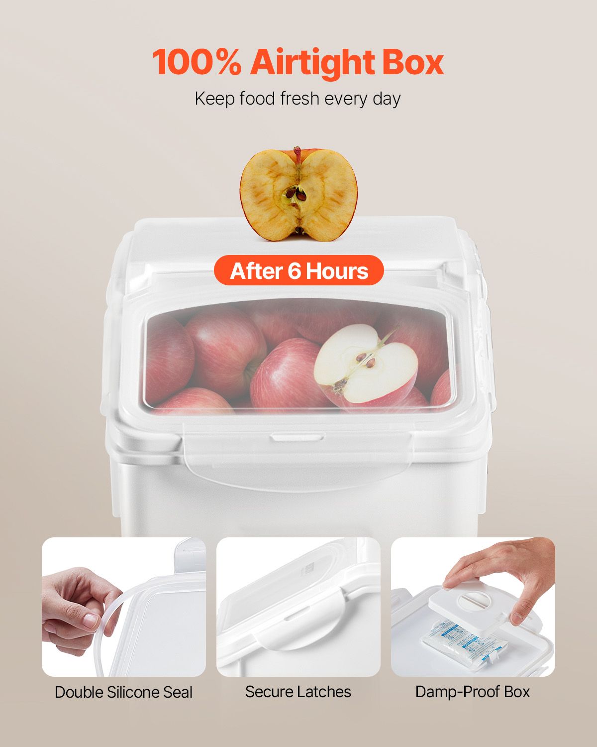 Rice Storage Container, 3.5Gal/15Lx2 + 4.5Gal/20Lx2 Large Dog Food Dispenser Bin, Kitchen Ingredient Grain Cereal Bin, Pet food Containers with Wheels, 4 Measuring Cups, Airtight Lid, 4 Pack
