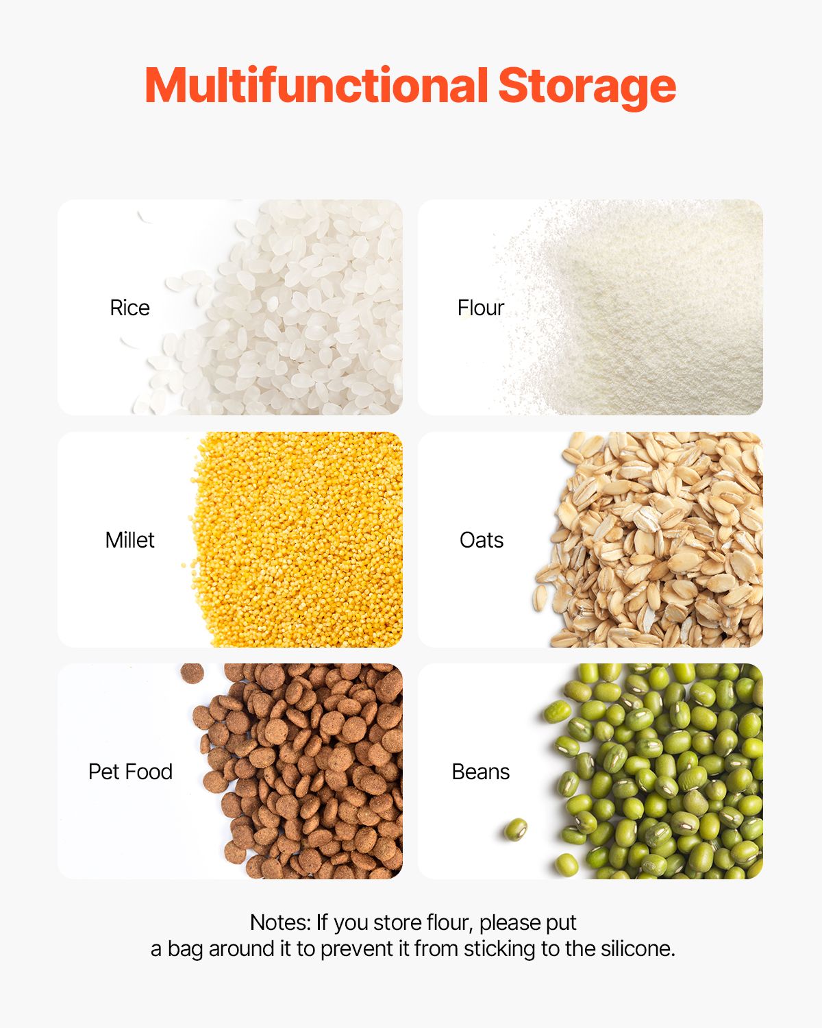 Rice Storage Container, 3.5Gal/15Lx2 + 4.5Gal/20Lx2 Large Dog Food Dispenser Bin, Kitchen Ingredient Grain Cereal Bin, Pet food Containers with Wheels, 4 Measuring Cups, Airtight Lid, 4 Pack