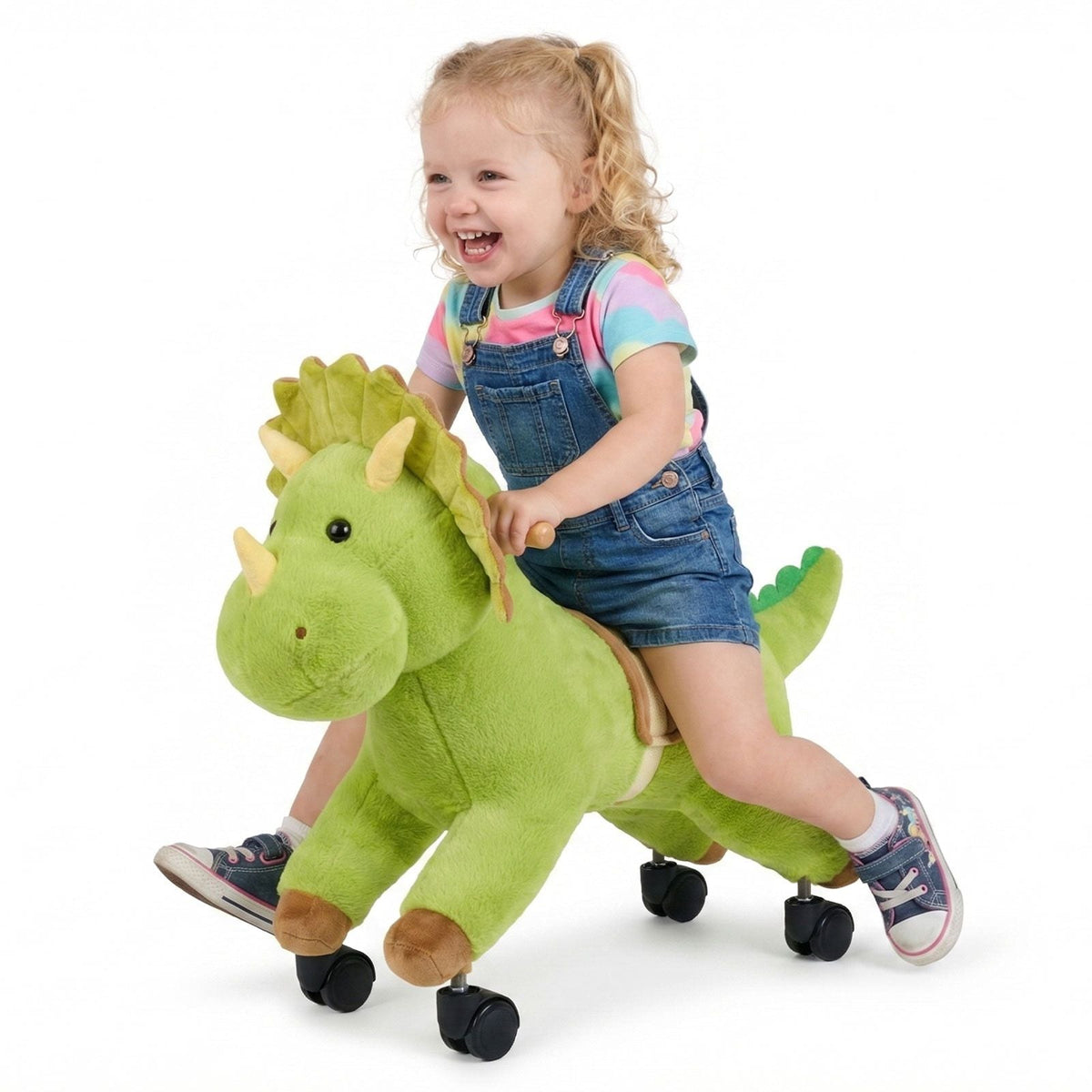 Ride On Horse, Riding Dinosaur Toys for Kids, Features Lifelike Dinosaur Roars, No Battery Required, 360-Degree Flexible Smooth Wheels, Soft Seat, 88 lbs Max Load Capacity for Toddlers Ages 3+