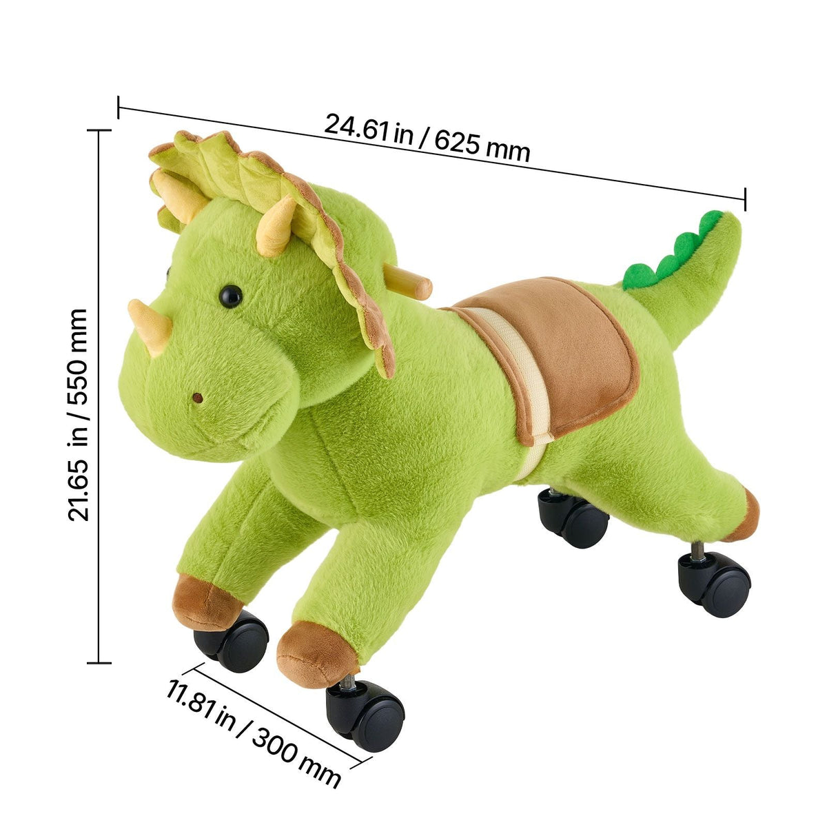 Ride On Horse, Riding Dinosaur Toys for Kids, Features Lifelike Dinosaur Roars, No Battery Required, 360-Degree Flexible Smooth Wheels, Soft Seat, 88 lbs Max Load Capacity for Toddlers Ages 3+