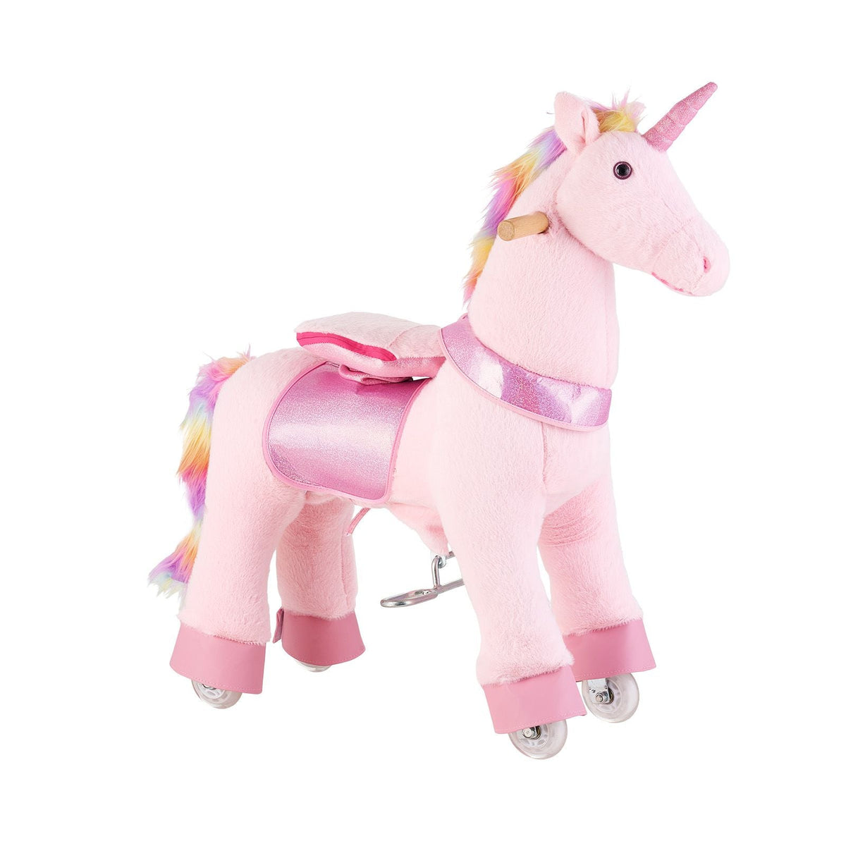 Ride On Horse, Riding Pink Unicorn Toys for Kids, No Battery Required, Smooth Wheels with Anti-Roll Stop Ring, Upgraded Raised Seat, Handles, Pedals, 110 lbs Max Load Capacity for Ages 3-8
