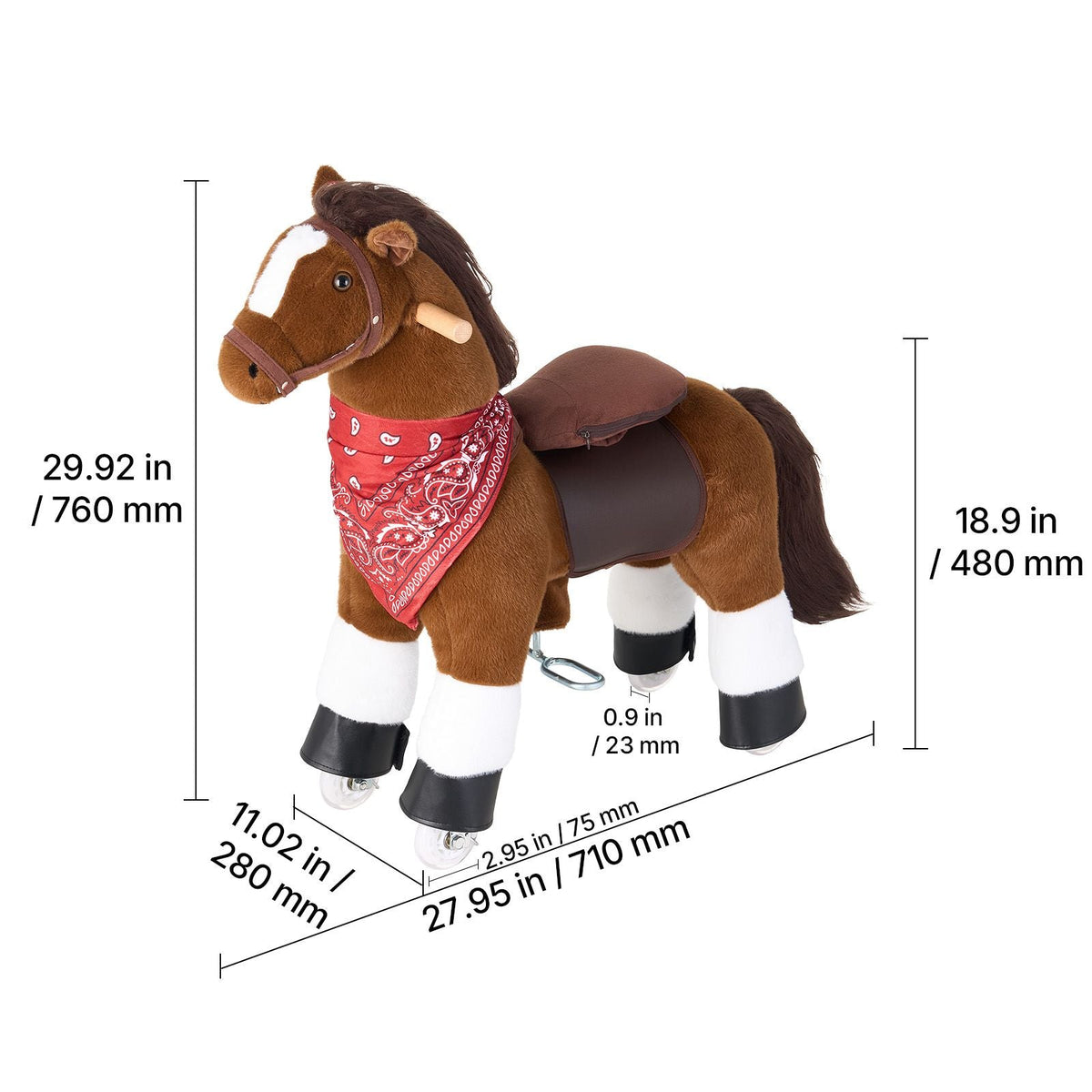Ride On Horse, Riding Pony Toys for Kids, No Battery Required, Smooth Wheels with Anti-Roll Stop Ring, Upgraded Raised Seat, Handles, Pedals, 110 lbs Max Load Capacity for Ages 3-8