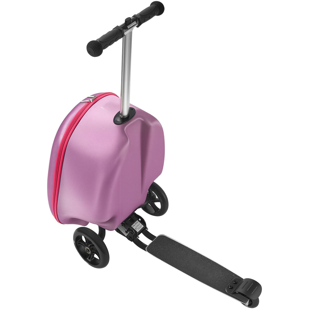 Ride-on Luggage, 20 L Capacity, 20 Inches Kids Scooter Suitcase with Flash PU Wheels, Adjustable Handle & TPR Non-Slip Grip, Foldable & Lightweight Scooter Luggage for Kids Aged 5+, Purple
