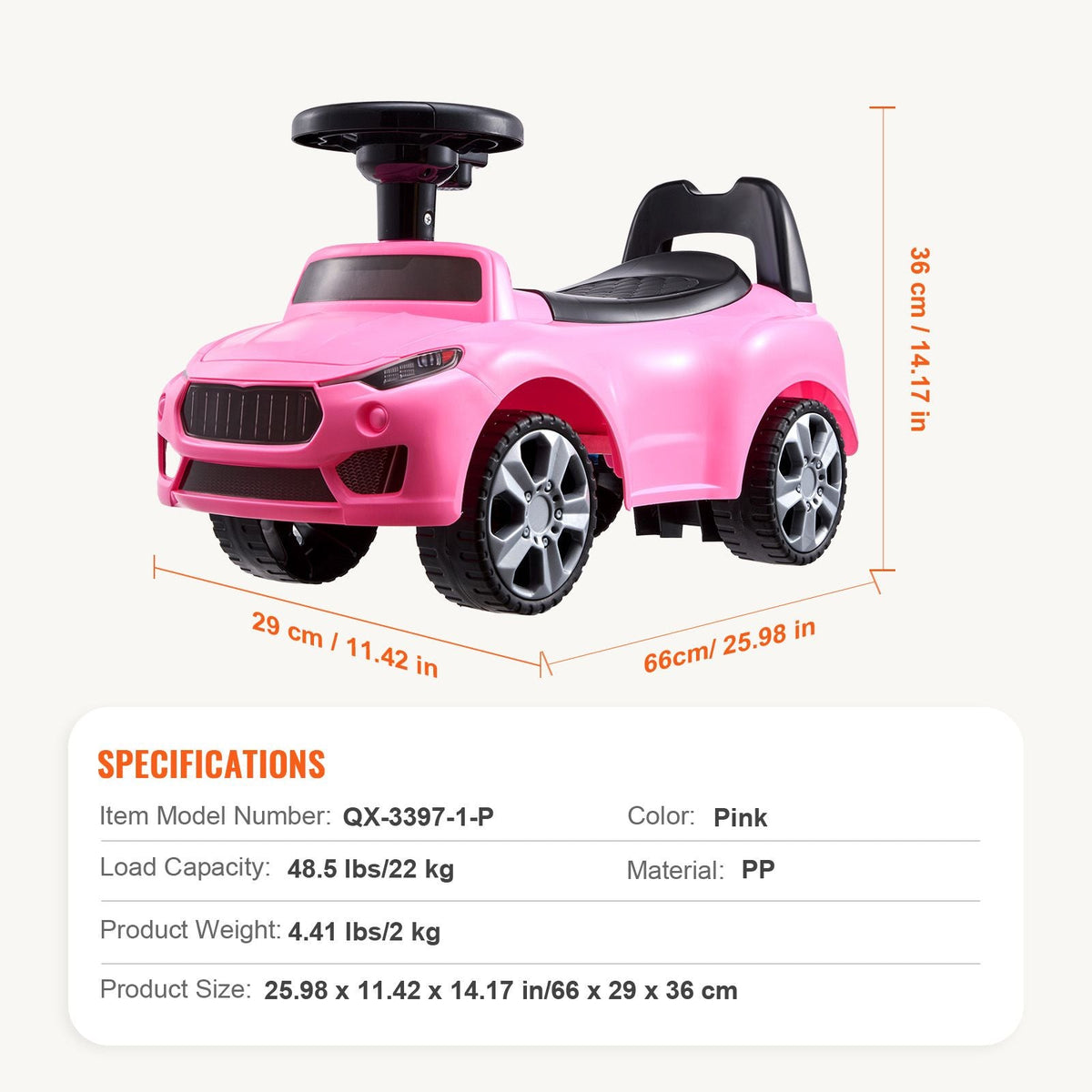 Ride On Push Car for Toddlers, Ages 1-3, Ride Racer, Sit to Stand Toddler Ride On Toy, Classic Kids Ride On Car with Music Steering Wheel & Under Seat Storage, Ride On Toy for Boys Girls, Pink