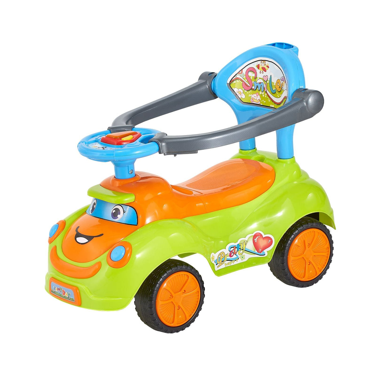 Ride On Push Car, Push Car for Toddler 19 to 36 Months, Around Buggy with Guardrails, Handle & Under-seat Storage, 55 lbs Load Capacity, Foot-to-Floor Walker for Boys Girls, Green