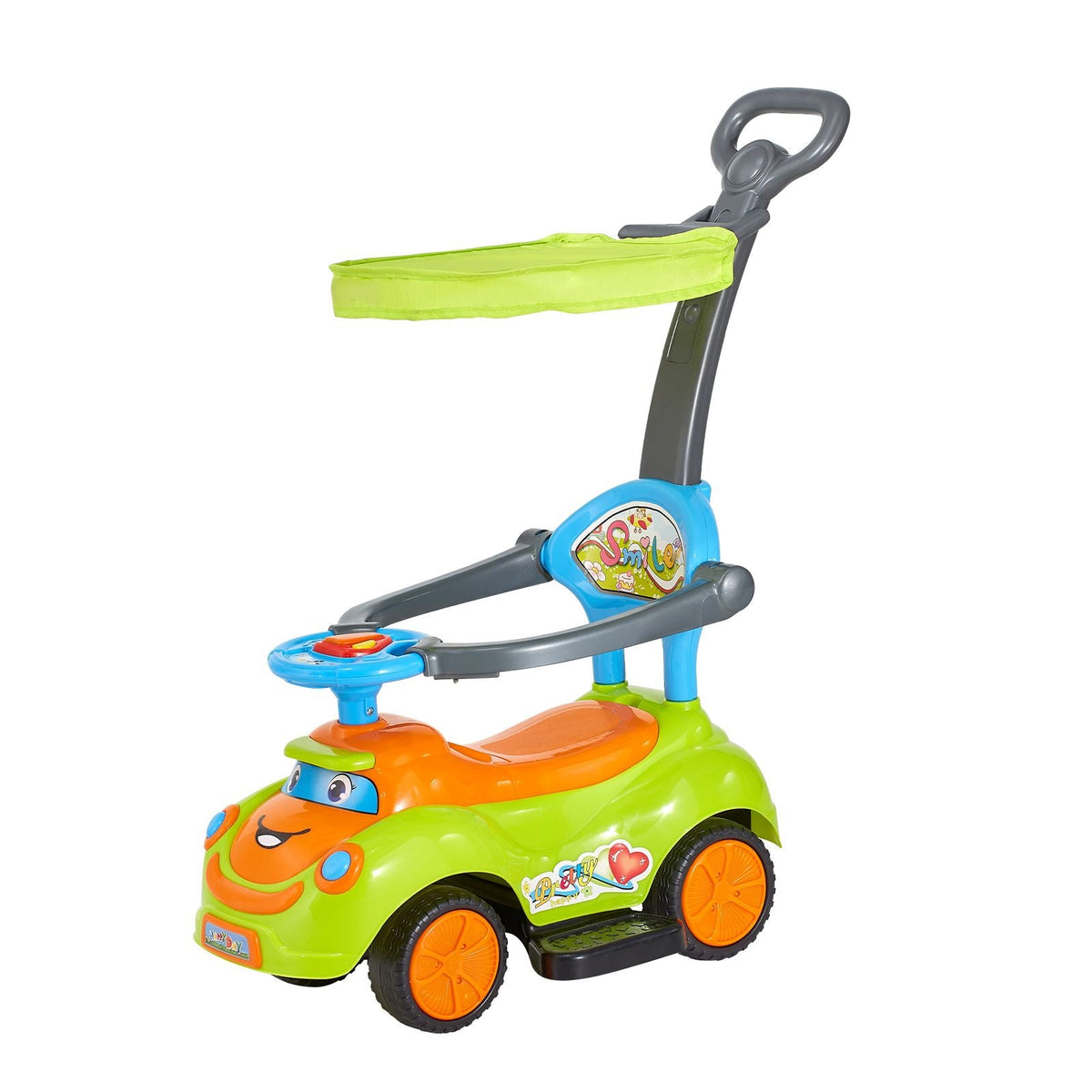 Ride On Push Car, Push Car for Toddler 19 to 36 Months, Around Buggy with Guardrails, Handle & Under-seat Storage, 55 lbs Load Capacity, Foot-to-Floor Walker for Boys Girls, Green