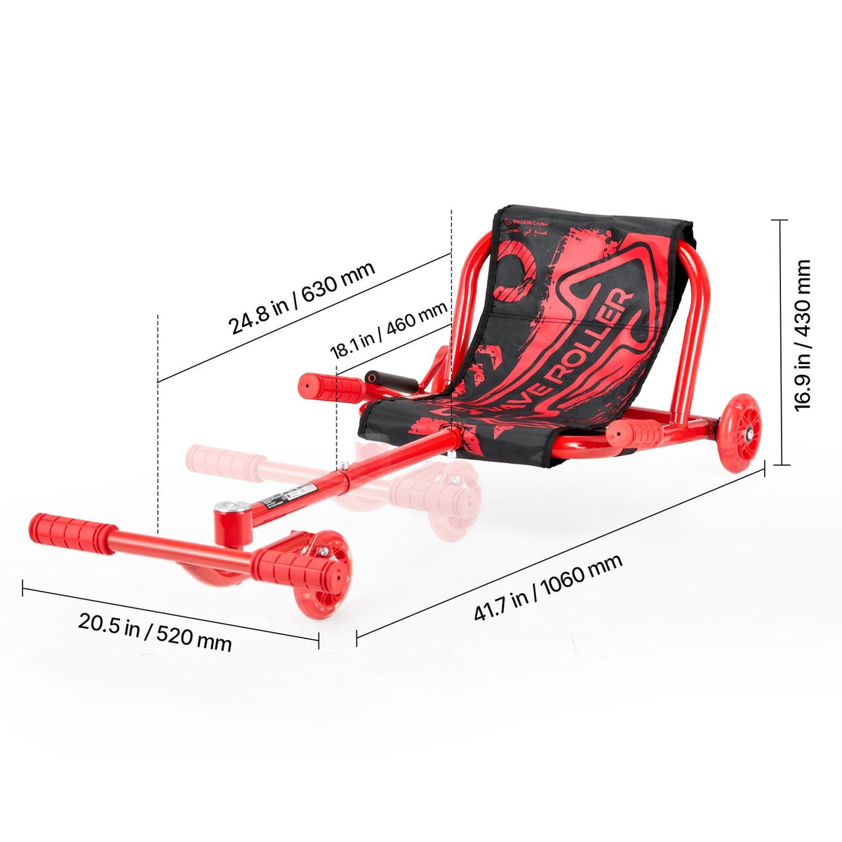 Ride on Scooter, Load Capacity of 198 lbs, Swing Side-to-Side for Amazing Ride Powered by Zig-Zag Motion, Ride on Drifting Toy for Ages 10+, Rides on Any Hard Surface for Indoor & Outdoor, Red