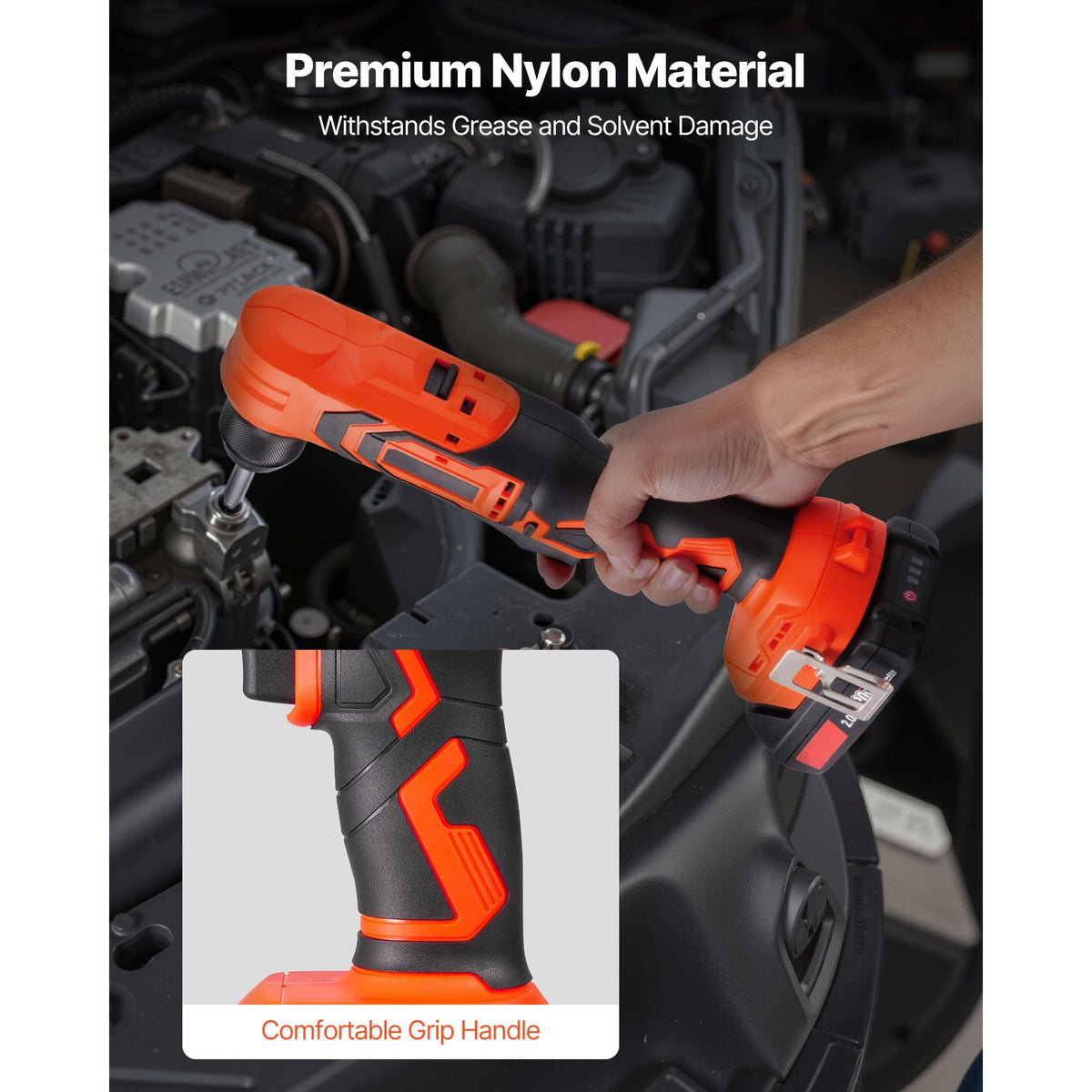 Right Angle Drill, 3/8 Inch Chuck, 90 Degree Cordless Right Angle Drill with Brushless Motor, Battery, Charger, and Belt Clip, Adjustable Speed, for Fastening and Loosening in Tight Spaces