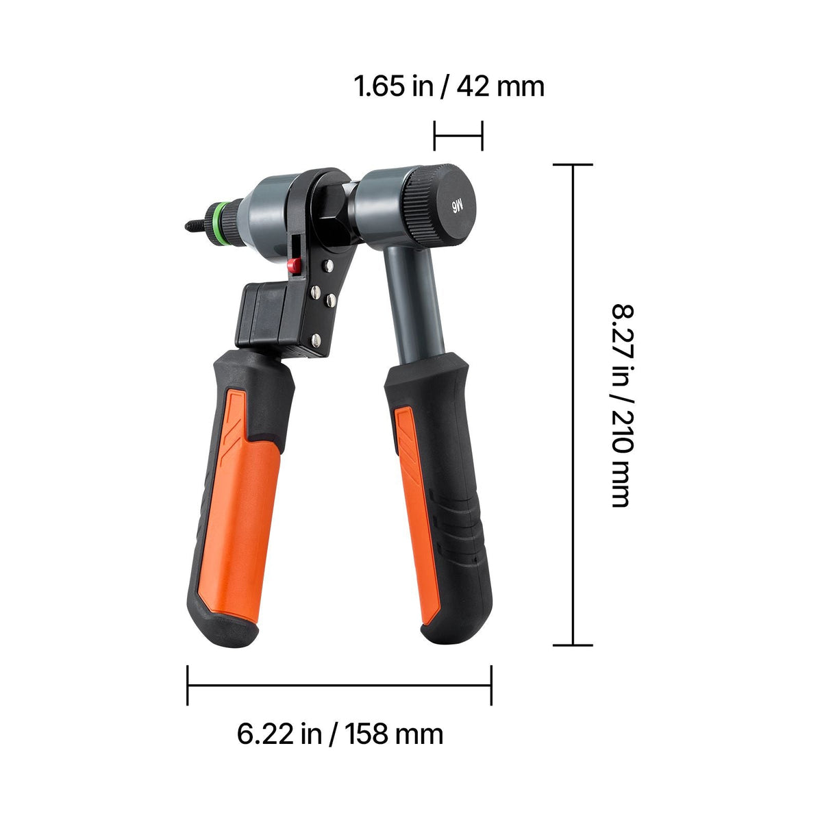 Rivet Nut Tool Kit, 9-Inch Ratchet Rivnut Tool Kit, with 10 Mandrels and 100 Nuts, Metric and SAE Size M5, M6, M8, M10, M12, 8-32, 10-24, 1/4-20, 5/16-18, 3/8-16 UNC, with a Rugged Carrying Case