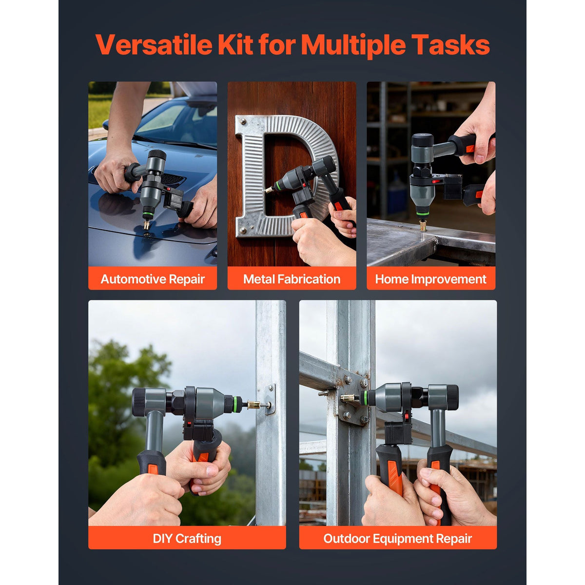 Rivet Nut Tool Kit, 9-Inch Ratchet Rivnut Tool Kit, with 10 Mandrels and 100 Nuts, Metric and SAE Size M5, M6, M8, M10, M12, 8-32, 10-24, 1/4-20, 5/16-18, 3/8-16 UNC, with a Rugged Carrying Case