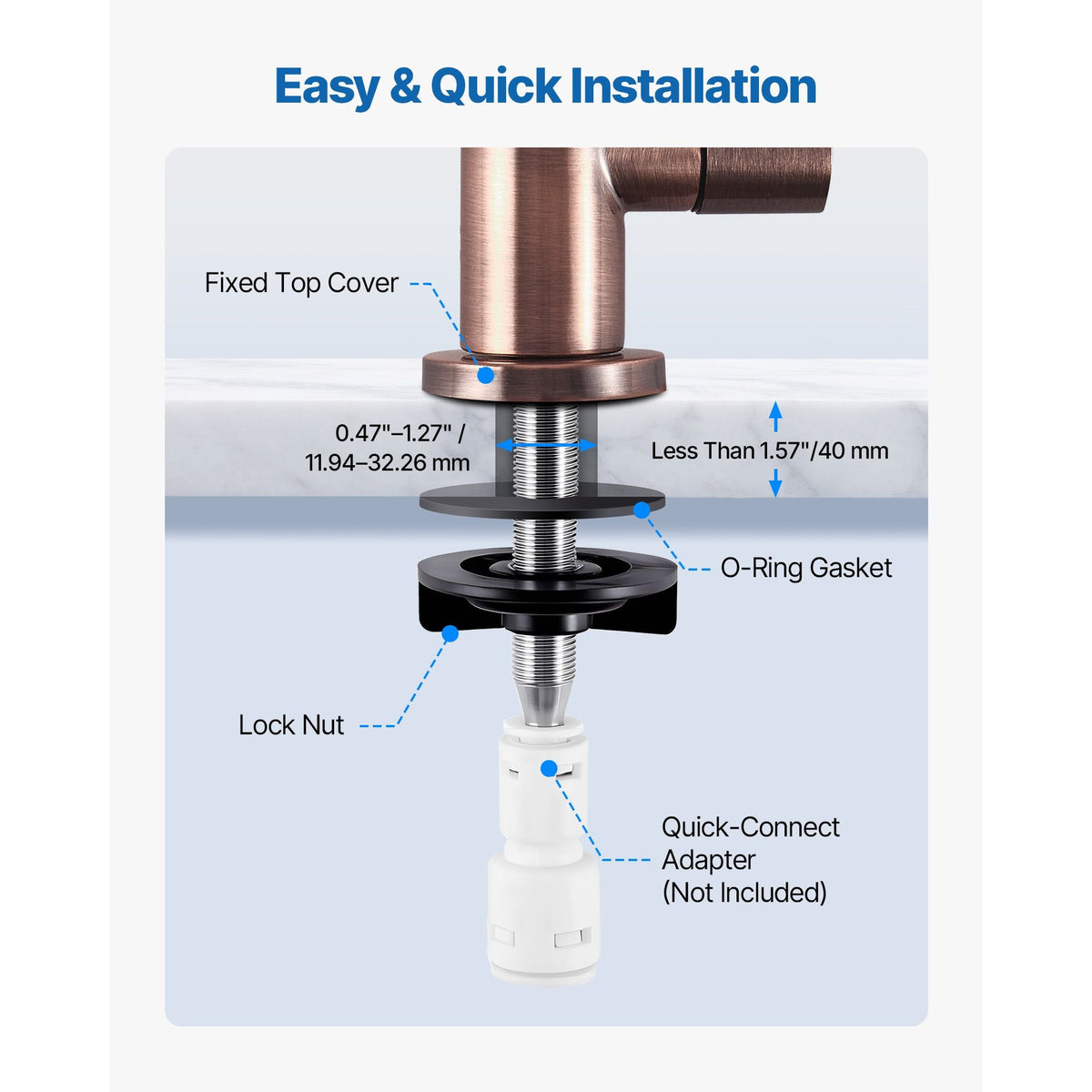 Ro Water Faucet, Lead-Free Stainless Steel Faucet, Drinking Water Faucets with Solid Brass Valve, Anti-Rust & Durability Drinking Water Faucets For Kitchen, Bar Counter, Cafe, Antique Bronze