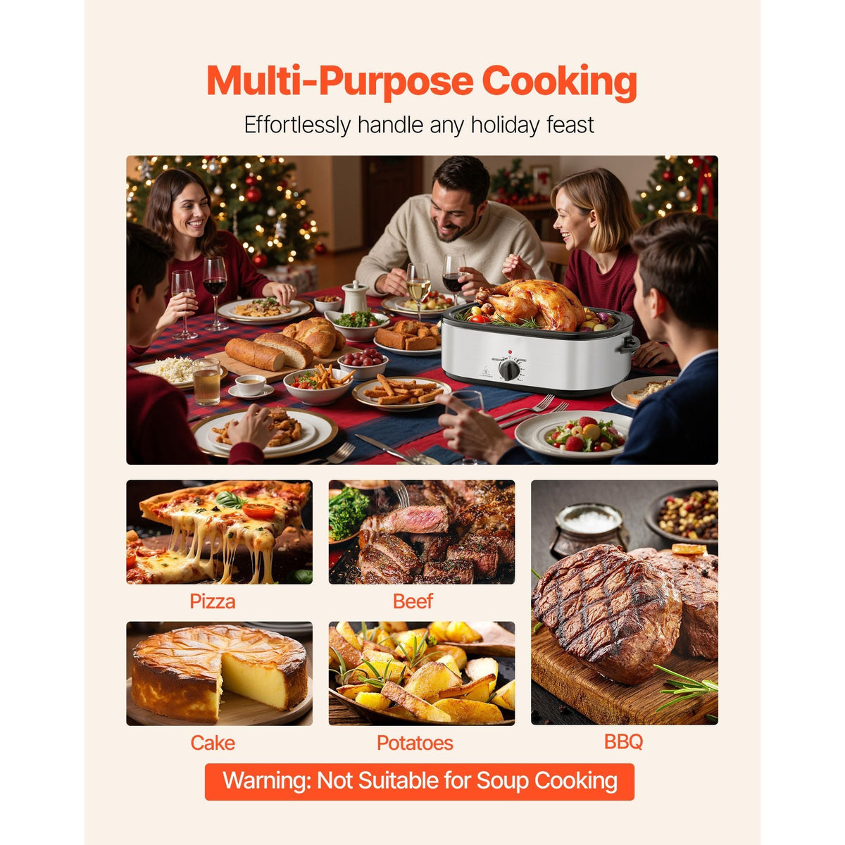 Roaster Oven, 20QT Electric Roasting Pan, 150-450 F Adjustable Temperature Fast-Cooking Turkey Roaster, Turkey Oven with Self-Basting Lid, Defrost & Warm Function for Home, Fits 24lb Turkey