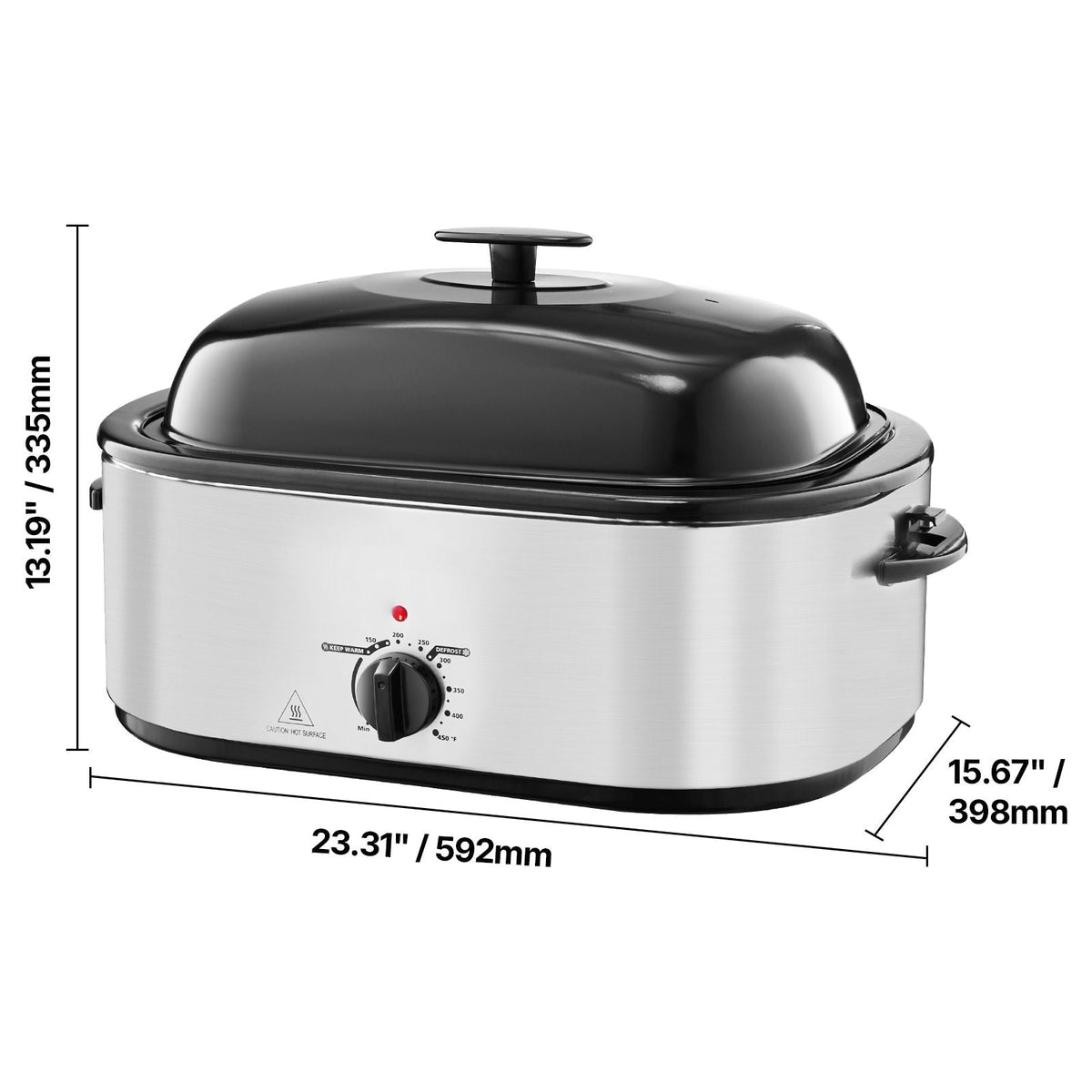 Roaster Oven, 24QT Electric Turkey Roaster Oven, 150-450 Fahrenheit Adjustable Temp Electric Roasting Pan with 3 Bin Buffet Server, Self-Basting Lid, Defrost & Warm Function, Self-Basting Lid