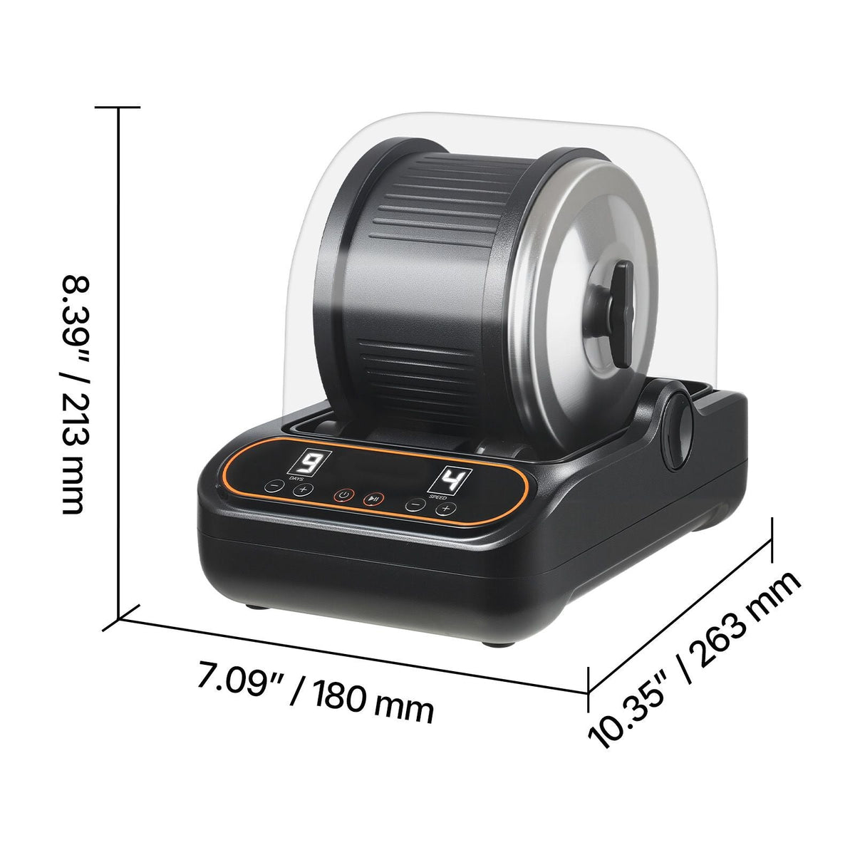 Rock Tumbler, 3 lb Rock Polishing Machine, Rocks Tumbling Kit with 4-Speed Adjustment, 1–9 Day Timer, PC Sound Reduction Cover & TPU Drum, Direct Drive Motor Rocks Polishing, Quiet Operation