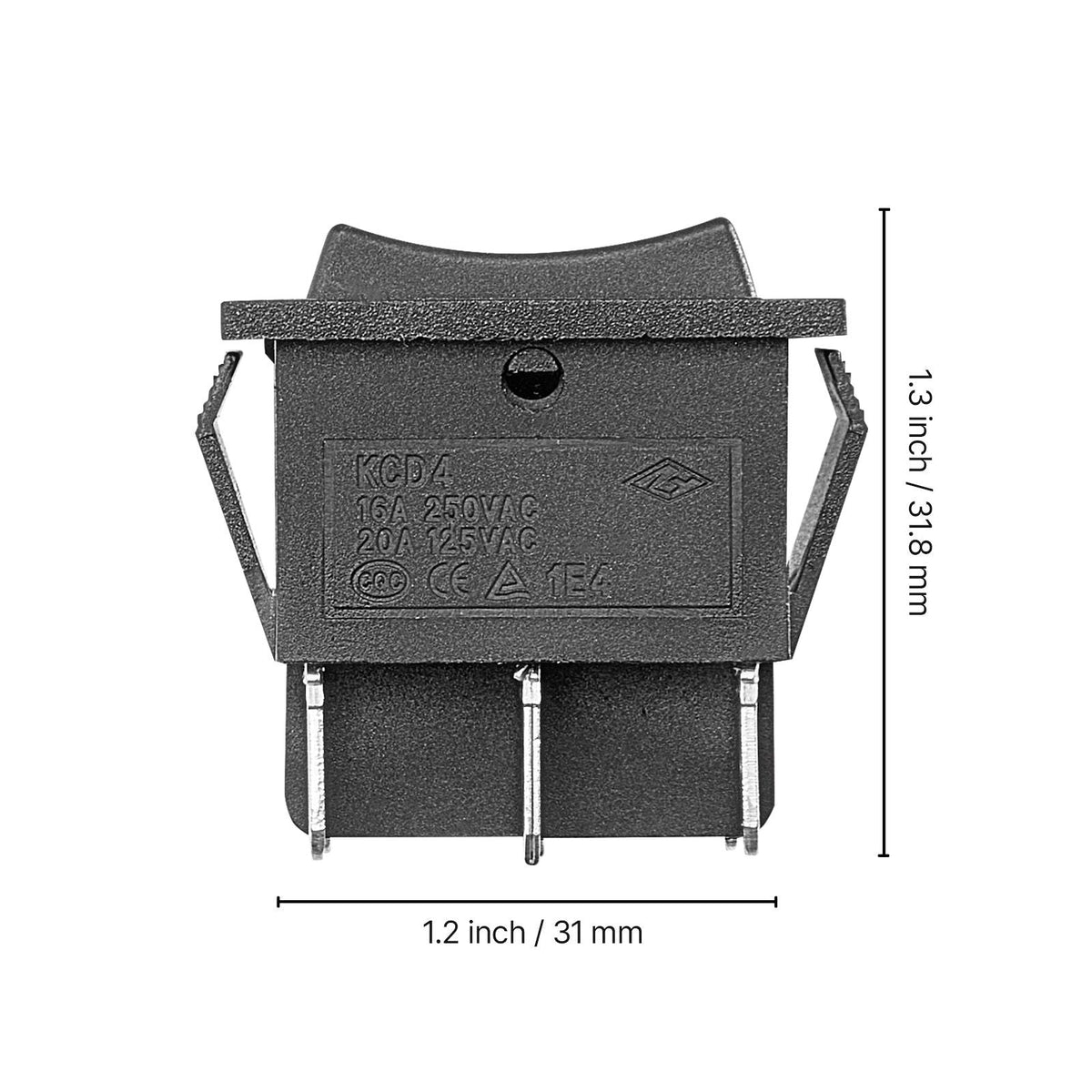 Rocker Switch, 6 Pin Momentary DPDT Rocker Switch, 3-Position (ON)-Off-(ON) Polarity Reversing Switch AC 250V/16A 125V/ 20A for Auto Car Boat Household Appliances