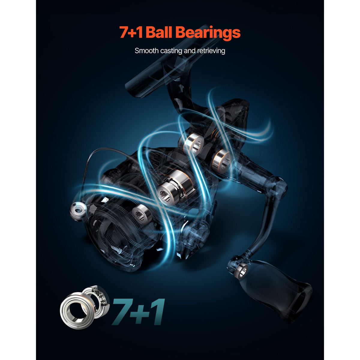 Rod and Fishing Reel Combo, IM6 Carbon Fiber Spinning Rod and Reel Combo, Bass Fishing Pole with 6.5 ft Two-Piece Rods, 7+1 Ball Bearings, EVA Handle, Stainless Steel Guides with Ceramic Rings