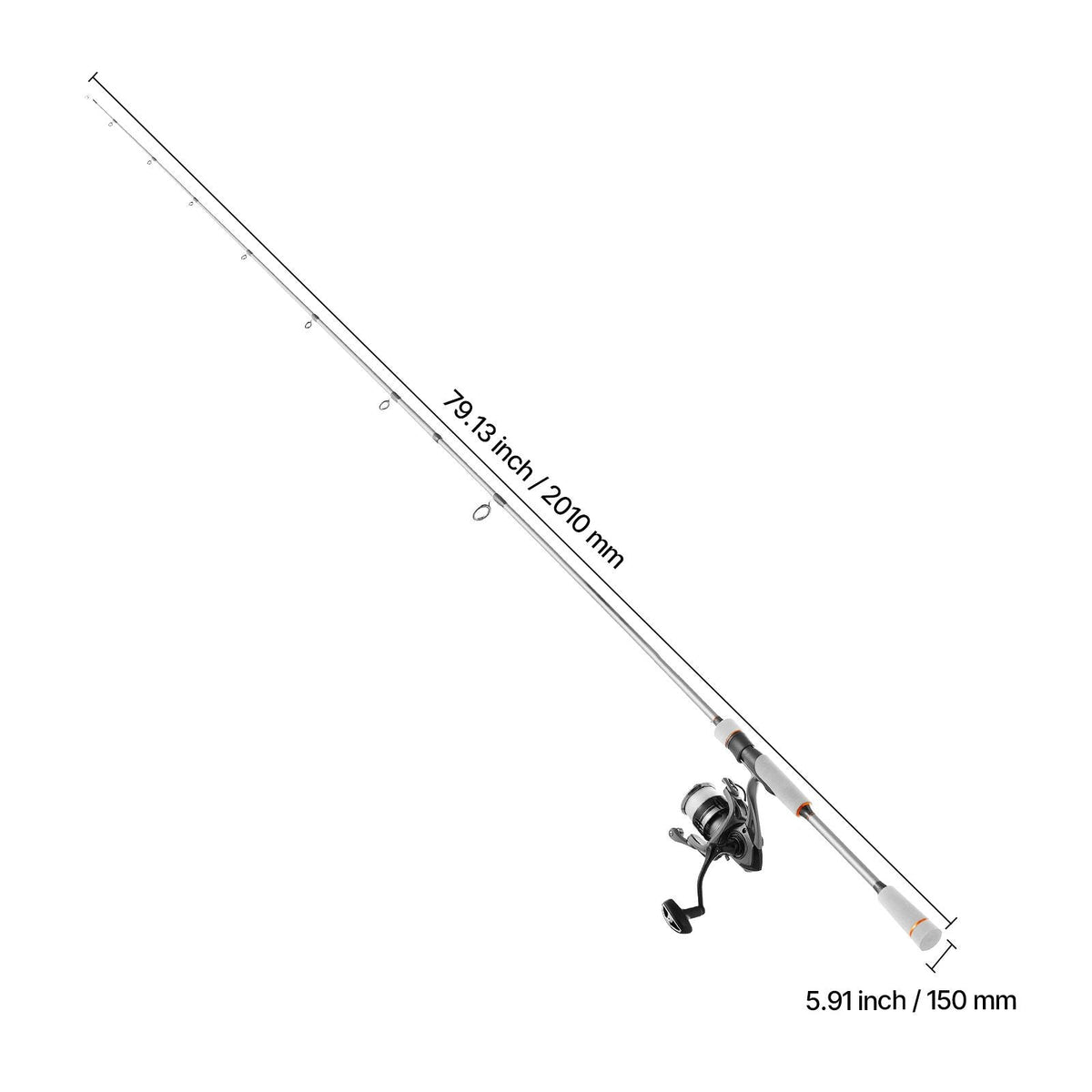 Rod and Fishing Reel Combo, IM6 Carbon Fiber Spinning Rod and Reel Combo, Bass Fishing Pole with 6.5 ft Two-Piece Rods, 7+1 Ball Bearings, EVA Handle, Stainless Steel Guides with Ceramic Rings