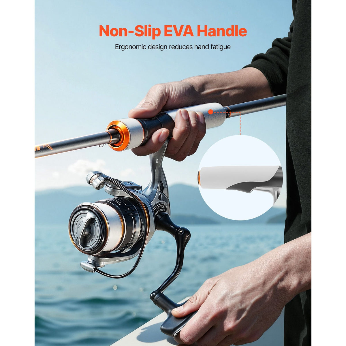 Rod and Fishing Reel Combo, IM7 Carbon Fiber Spinning Rod and Reel Combo, Bass Fishing Pole with 7 ft Two-Piece Rods, 7+1 Ball Bearings, EVA Handle, Stainless Steel Guides with Ceramic Rings