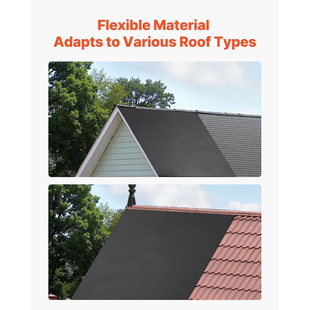 Roll Roofing, 15 x 20 ft, 45 mil EPDM Rubber Roofing, Long Lifespan & Weather-resistant, Withstands Harsh Temperatures, Flexible & Easy Installation, Roof Underlayment for RVs, Roofs, Ponds