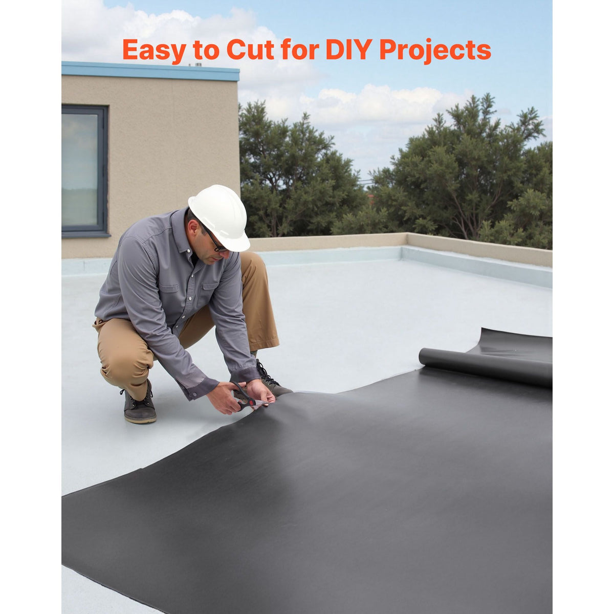 Roll Roofing, 20 x 20 ft, 45 mil EPDM Rubber Roofing, Long Lifespan & Weather-resistant, Withstands Harsh Temperatures, Flexible & Easy Installation, Roof Underlayment for RVs, Roofs, Ponds