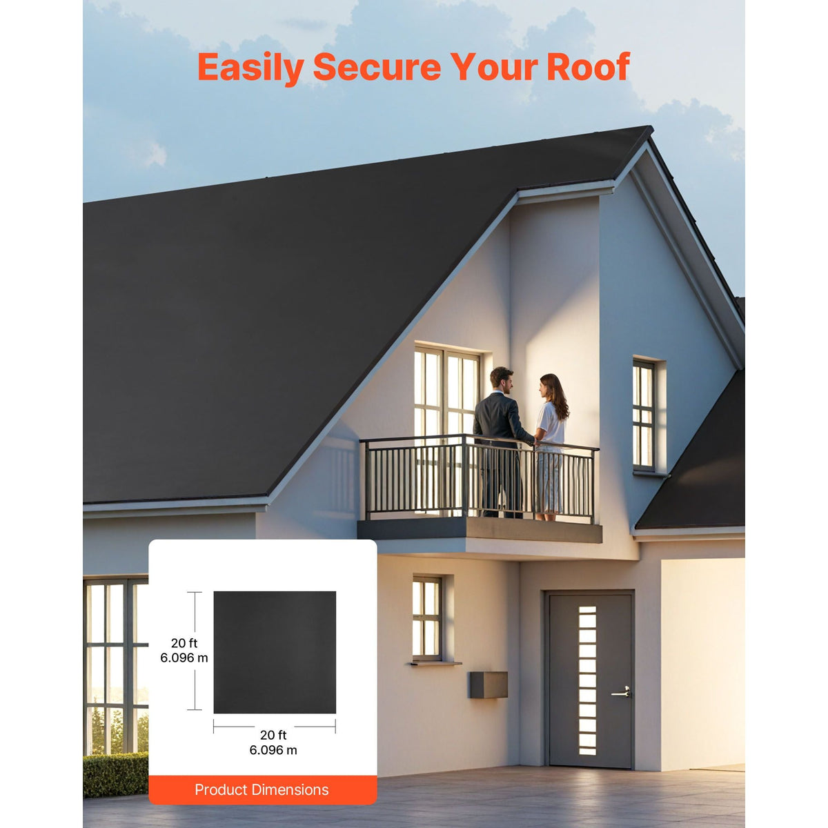 Roll Roofing, 20 x 20 ft, 45 mil EPDM Rubber Roofing, Long Lifespan & Weather-resistant, Withstands Harsh Temperatures, Flexible & Easy Installation, Roof Underlayment for RVs, Roofs, Ponds