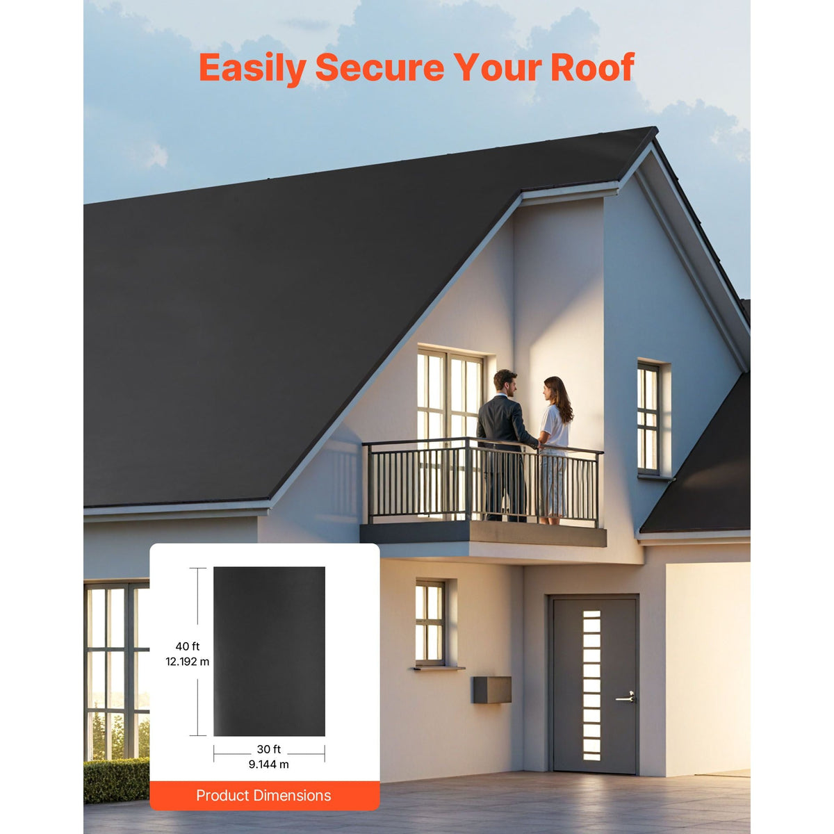 Roll Roofing, 30 x 40 ft, 45 mil EPDM Rubber Roofing, Long Lifespan & Weather-resistant, Withstands Harsh Temperatures, Flexible & Easy Installation, Roof Underlayment for RVs, Roofs, Ponds