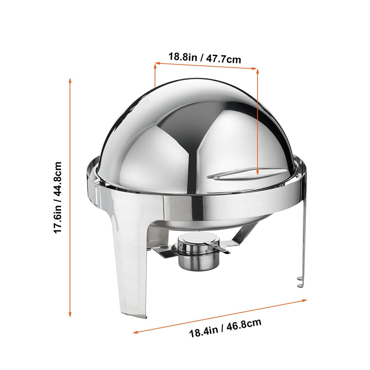 Roll Top Chafing Dish Buffet Set, 6 Qt 2 Pack, Stainless Steel Chafer with 2 Full Size Pans, Round Catering Warmer Server with Lid Water Pan Stand Fuel Holder, for at Least 5 People Each