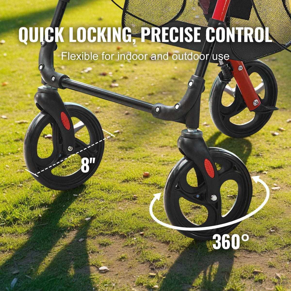 Rollator Walker for Seniors and Adult, Lightweight Aluminum Foldable Rolling Walker with Adjustable Seat and Handle, Outdoor Mobility Rollator Walker with 8" All Terrain Wheels, 300LBS Capacity