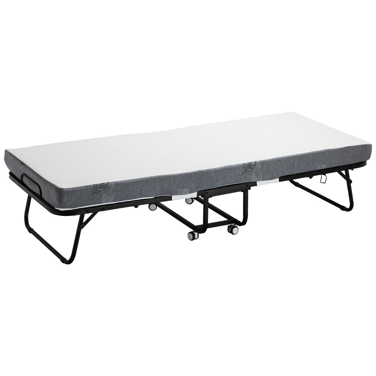 Rollaway Bed, 31 in x 75 in Folding Bed with 4 in Mattress, Twin Size Foldable Bed with Sturdy Metal Frame & Memory Foam Mattress, Portable Twin Roll Away Bed with Mattress, for Adults, Guest
