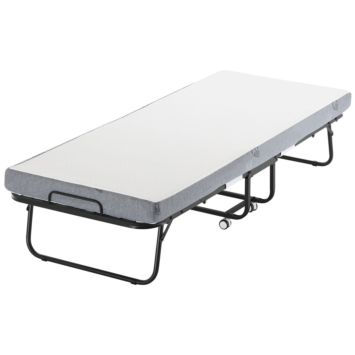 Rollaway Bed, 31 in x 75 in Folding Bed with 4 in Mattress, Twin Size Foldable Bed with Sturdy Metal Frame & Memory Foam Mattress, Portable Twin Roll Away Bed with Mattress, for Adults, Guest