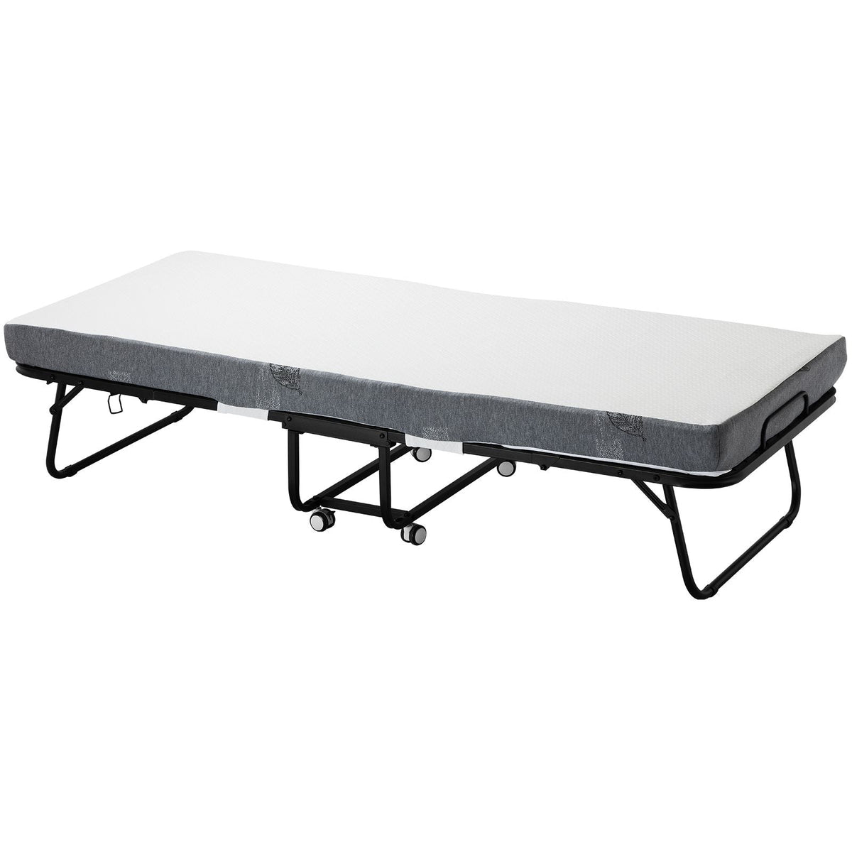 Rollaway Bed, 31 in x 75 in Folding Bed with 4 in Mattress, Twin Size Foldable Bed with Sturdy Metal Frame & Memory Foam Mattress, Portable Twin Roll Away Bed with Mattress, for Adults, Guest