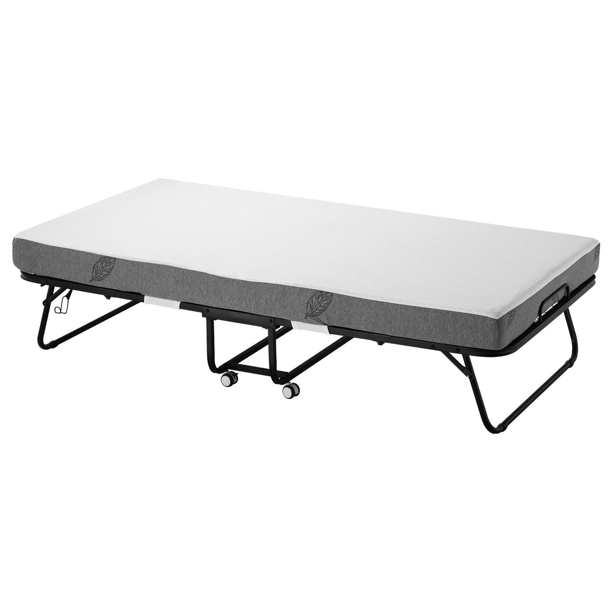 Rollaway Bed, 38 in x 75 in Folding Bed with 5 in Mattress, Twin Size Foldable Bed with Sturdy Metal Frame & Memory Foam Mattress, Portable Twin Roll Away Bed with Mattress, for Adults, Guest