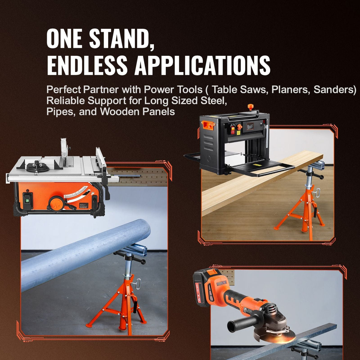 Roller Stand, Heavy Duty 2500 LBS Load Capacity, 27.6"-52" Height Adjustable, 45# Steel Folding Roller Support Stand for Pipes, Wooden Boards