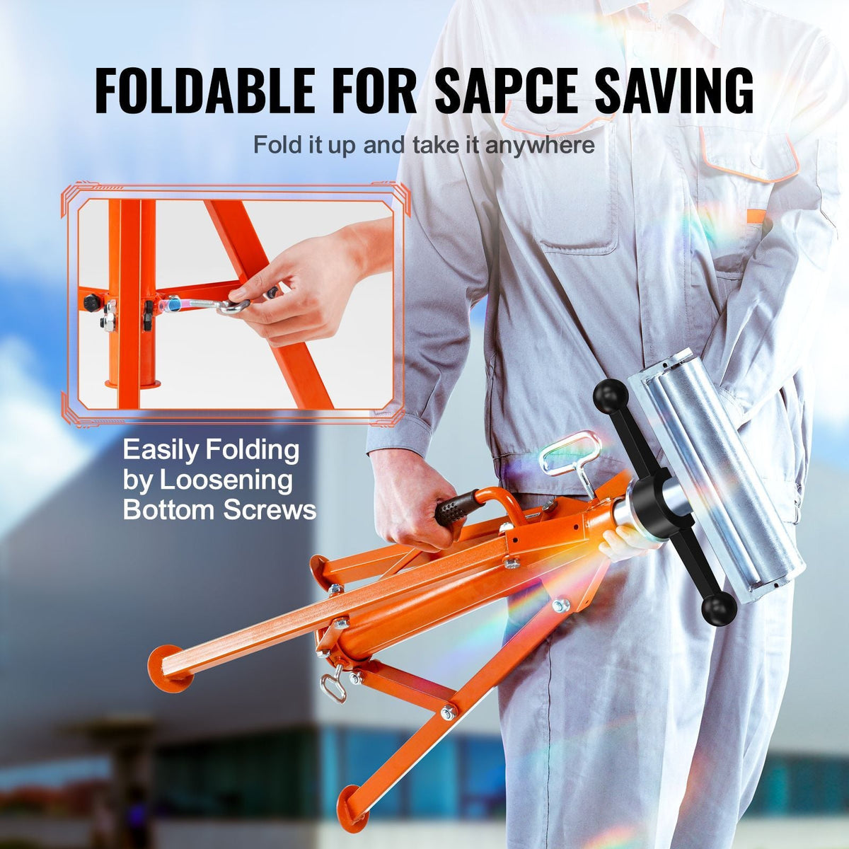 Roller Stand, Heavy Duty 2500 LBS Load Capacity, 27.6"-52" Height Adjustable, 45# Steel Folding Roller Support Stand for Pipes, Wooden Boards